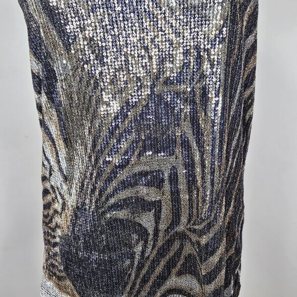 Womans Almost Famous animalcore festive sequin zebra print festive tank top L - Picture 3 of 8